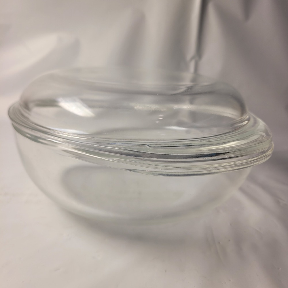 Pyrex Casserole Dish Vintage 1.5 Quart Clear Glass Round 023-C4 with Lid 683-C4